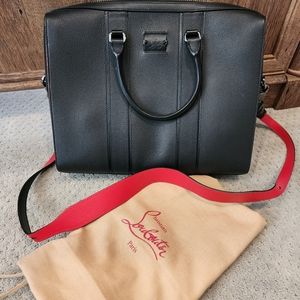 Christian Louboutin Streetwall Briefcase Black Gunmetal Classic Leather Bag